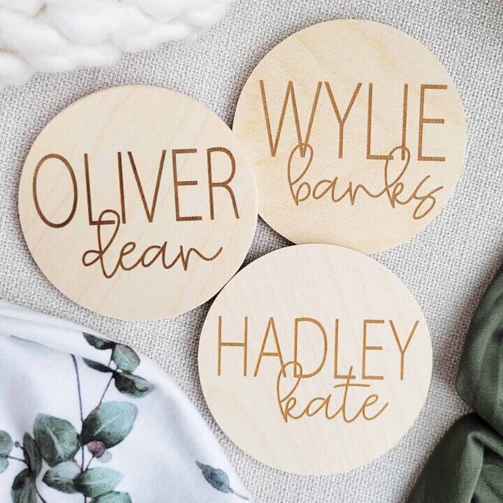 wood sign name announcement 