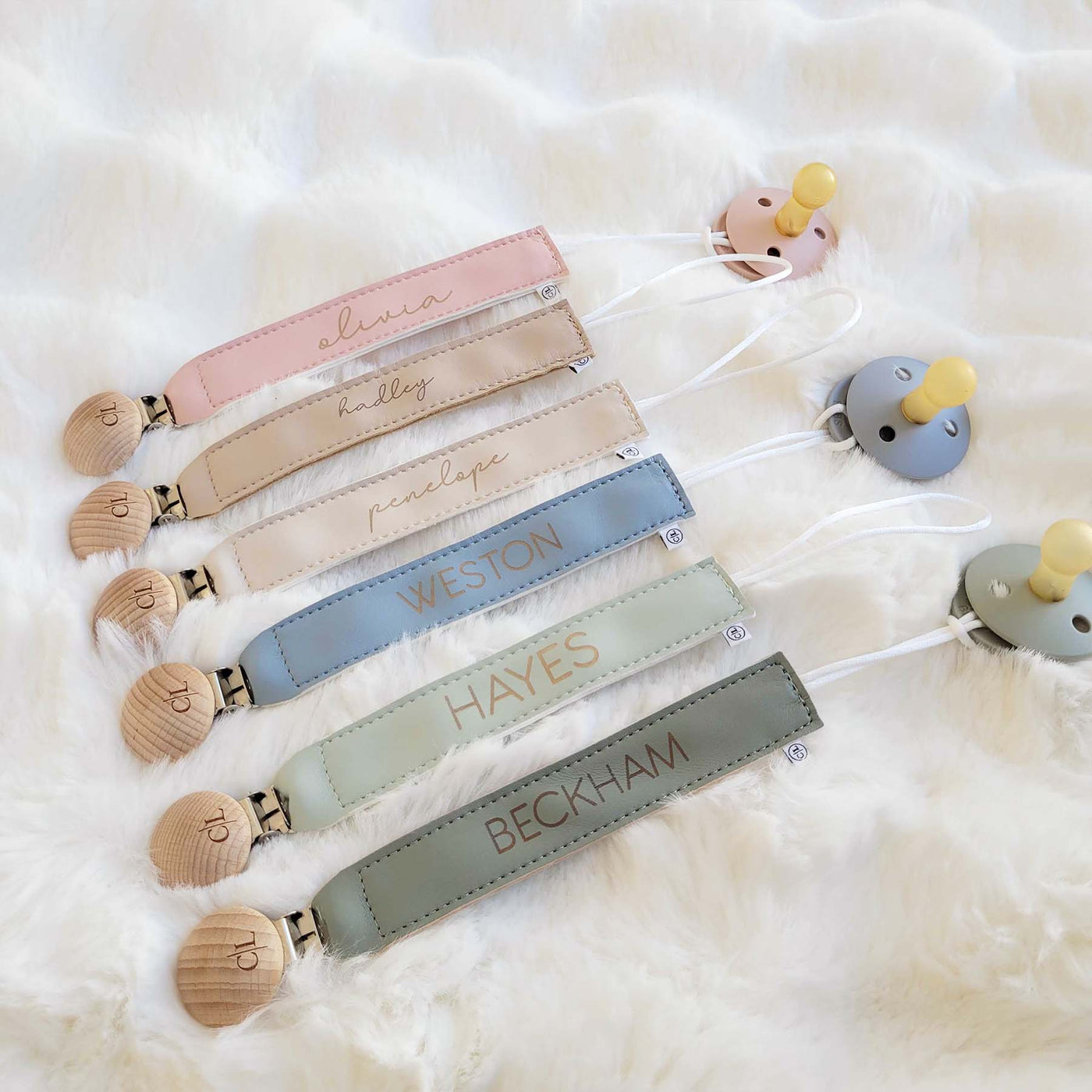leather pacifier clips personalized with name 