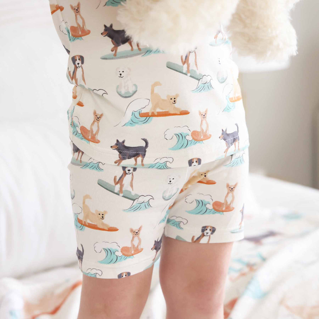 surfing dog two piece pajama set for kids