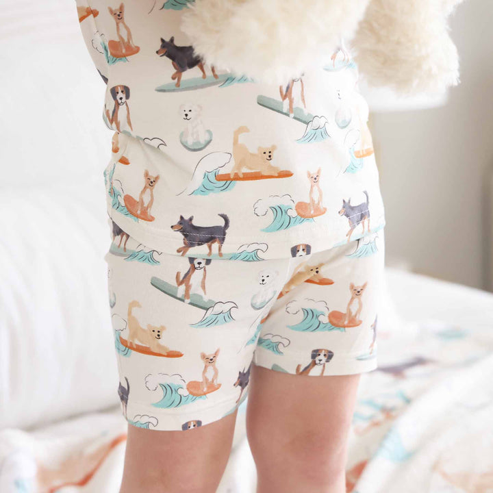 surfing dog two piece pajama set for kids