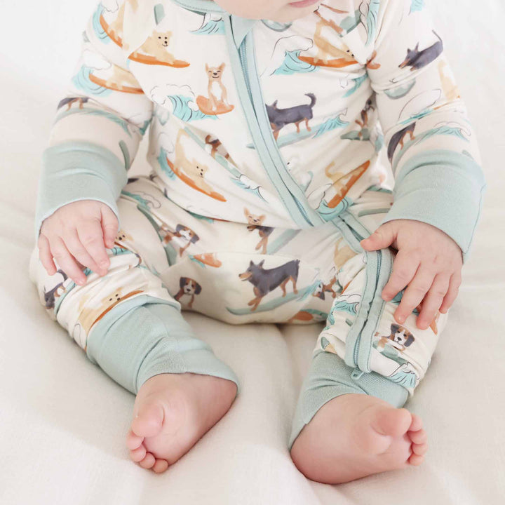 paddle pups baby zipper romper with convertible flip mitts and footies
