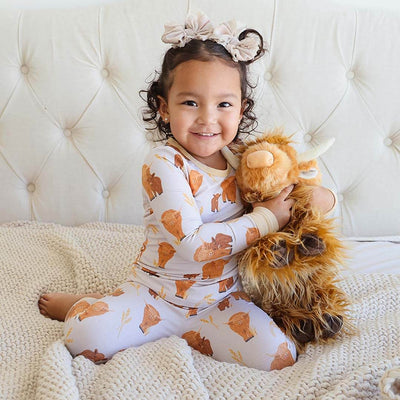 highland cow pajamas for kids two pieces