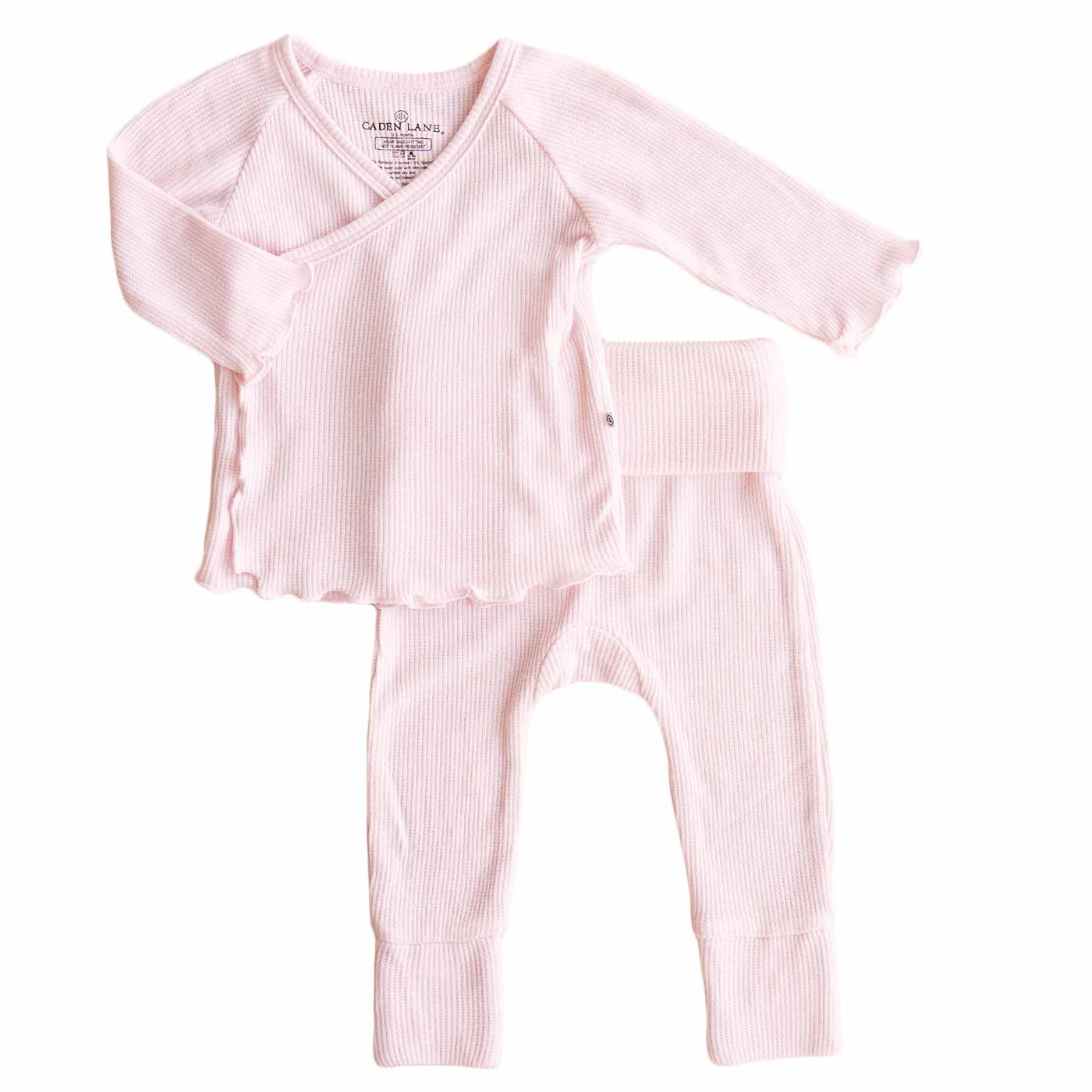 pale pink waffle crossover set for newborns 