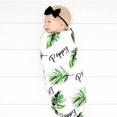 palm leaves personalized swaddle blanket 