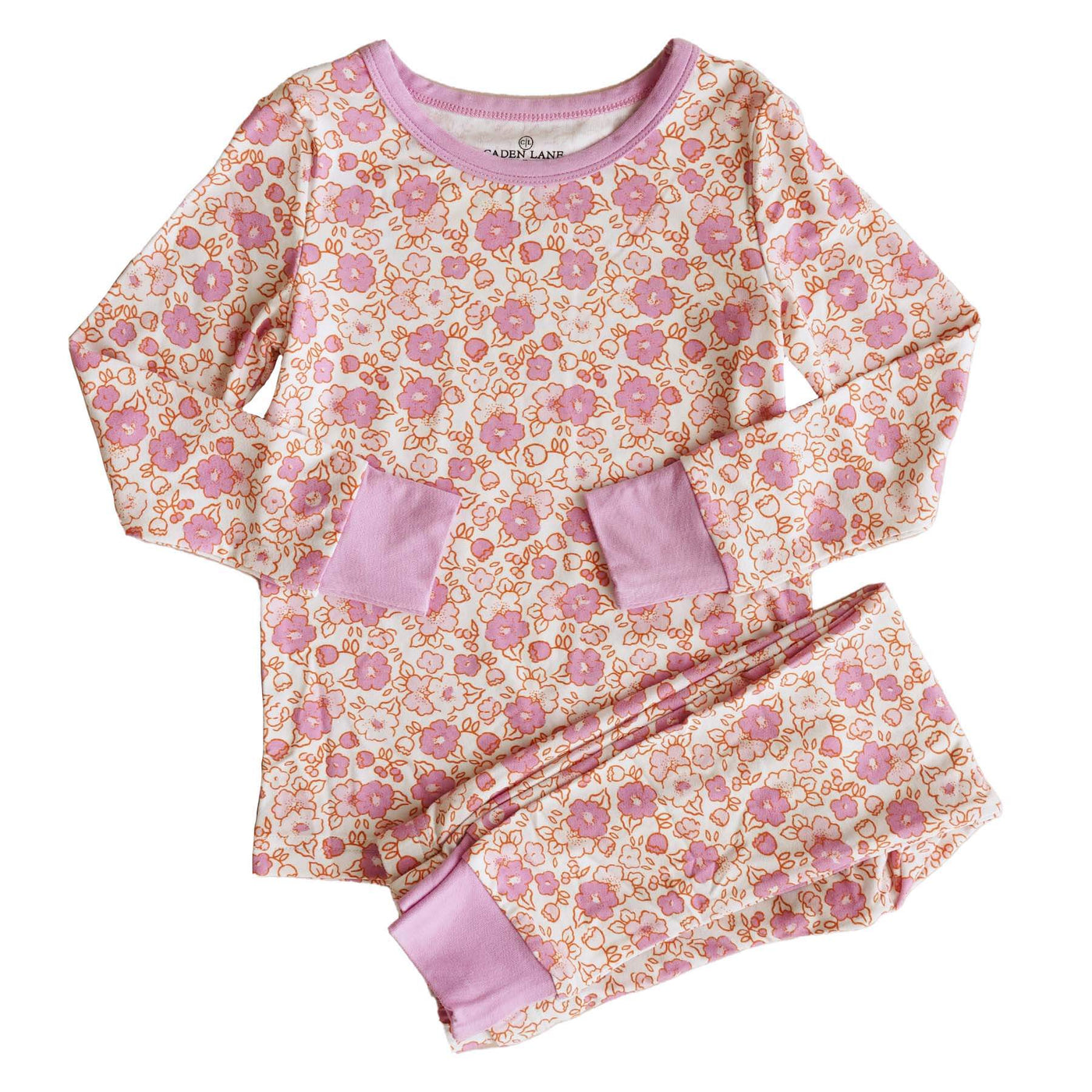 pink floral two piece pajama set for toddler bamboo 