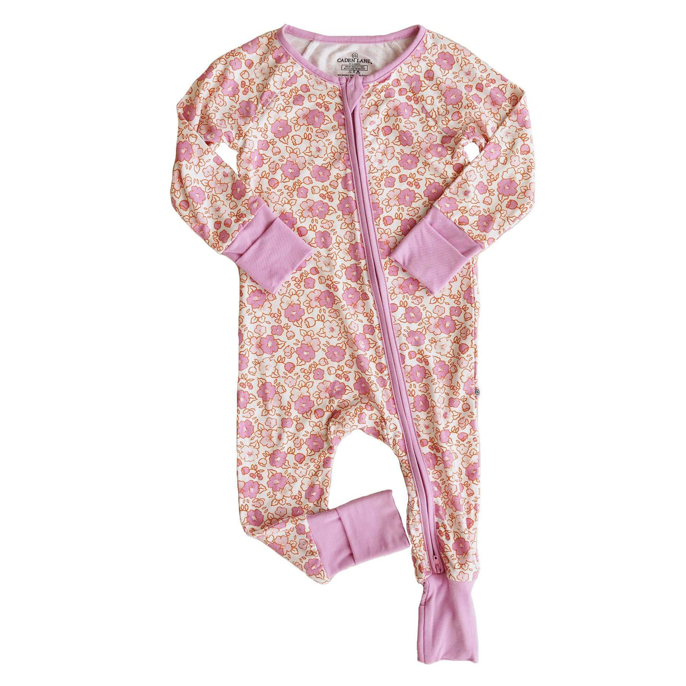 pink floral convertible zip romper pajama for babies 