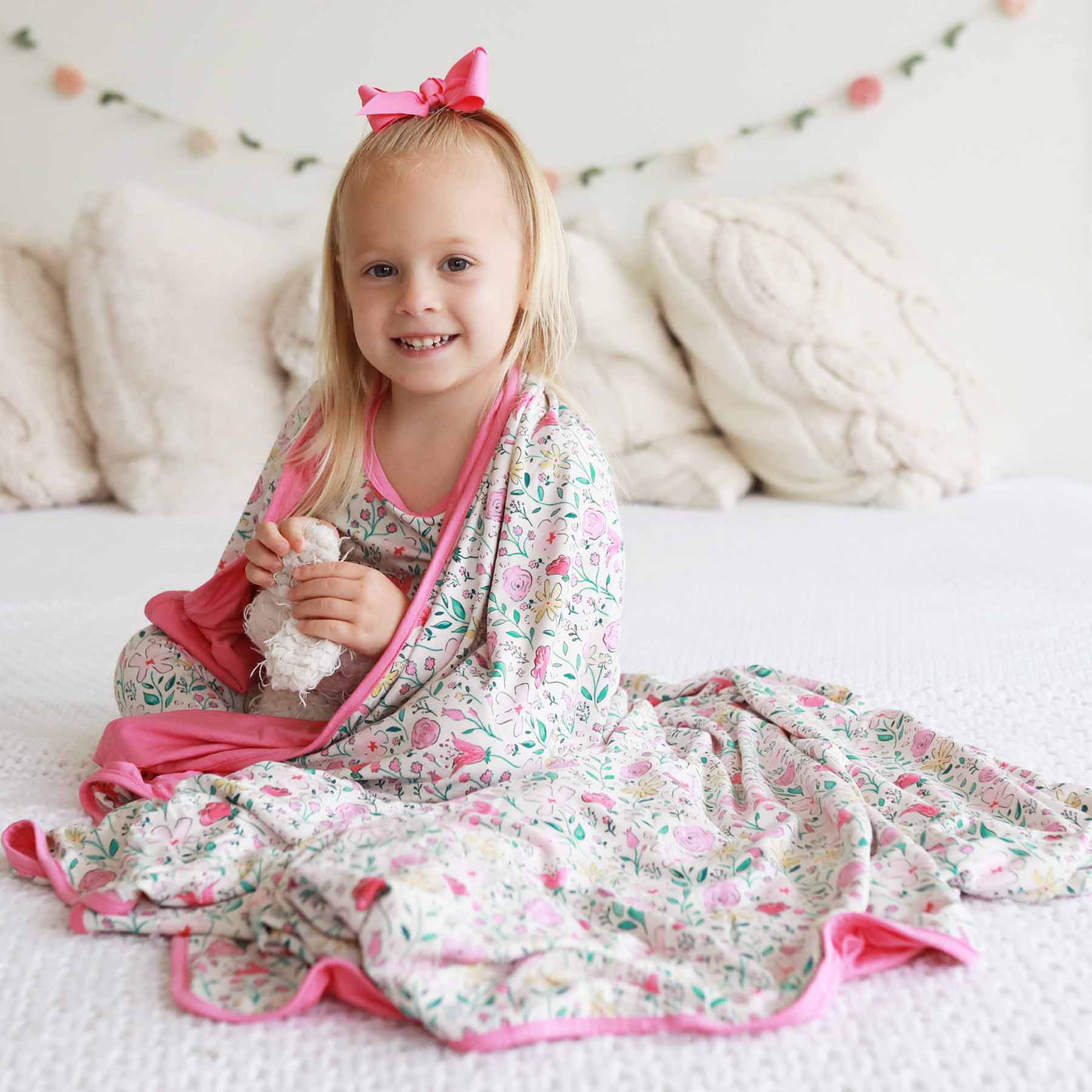 floral double sided bamboo blanket for kids 