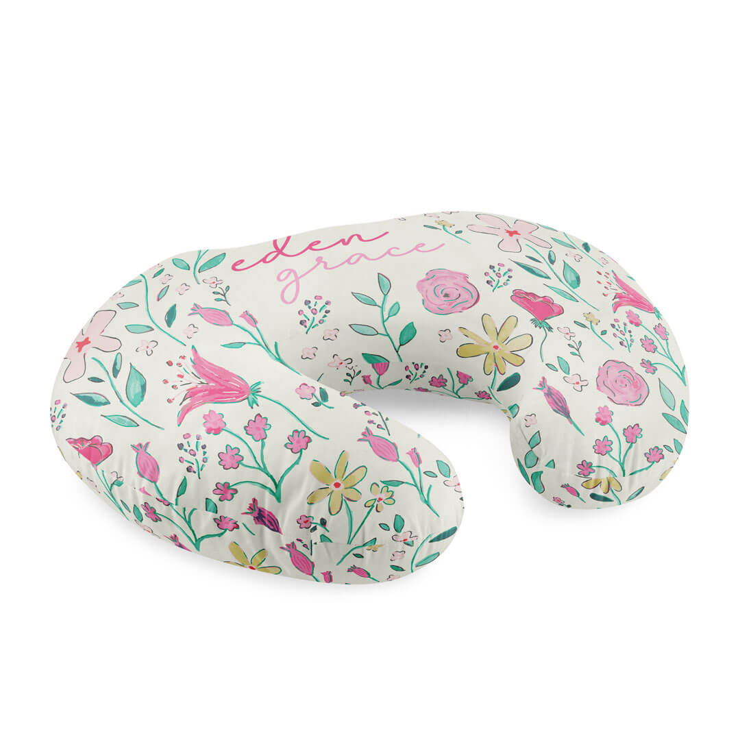 floral personalized nursing pillow cover for babies 