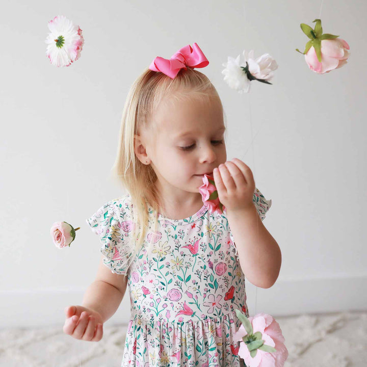 paris petals short sleeve casual dress for kids 