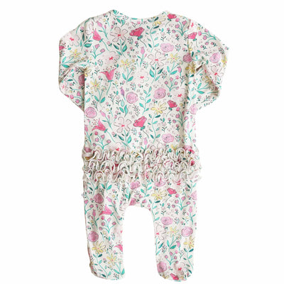 ruffle bottom floral footie for babies