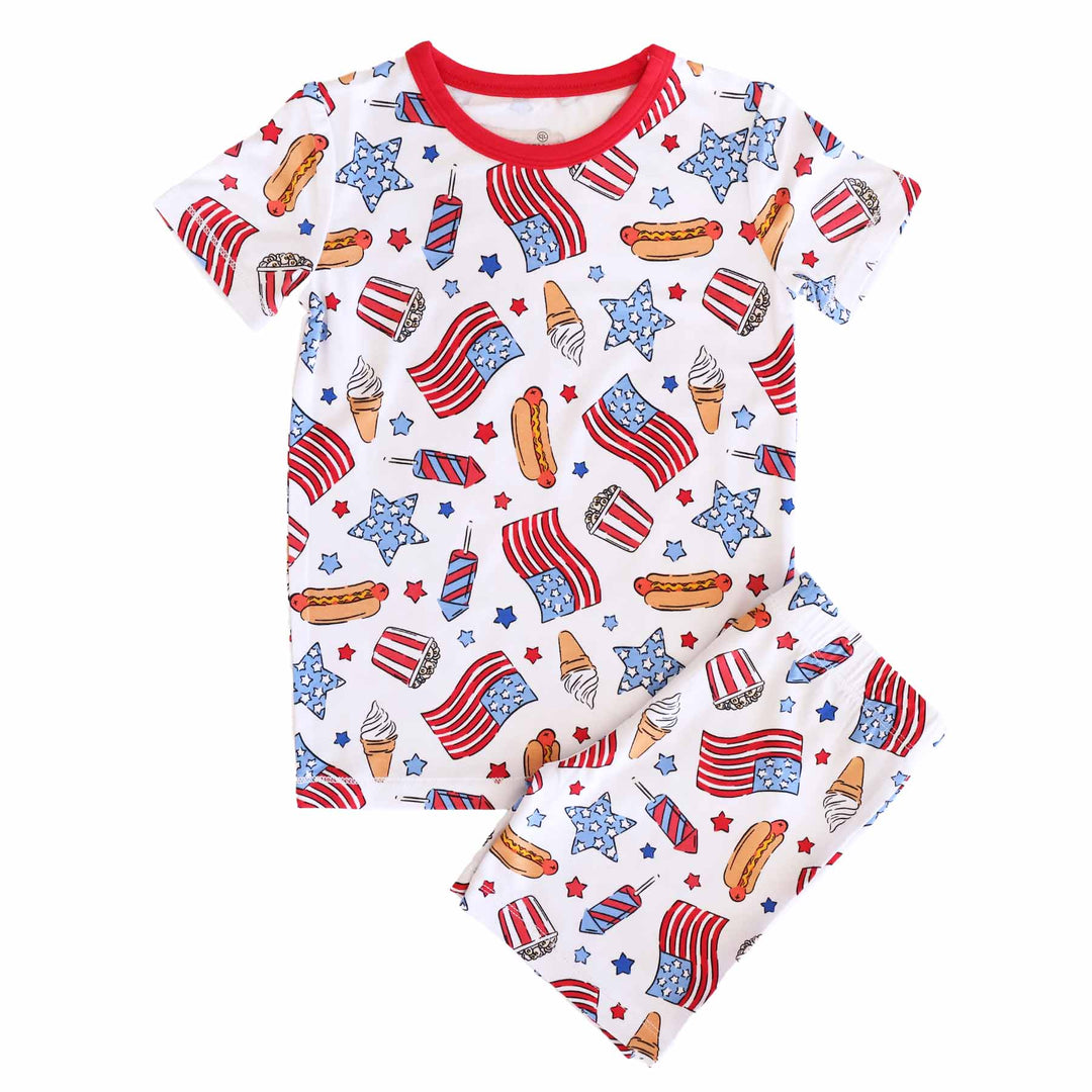 Two Piece Short Pajama Set | Party in the USA Fireworks