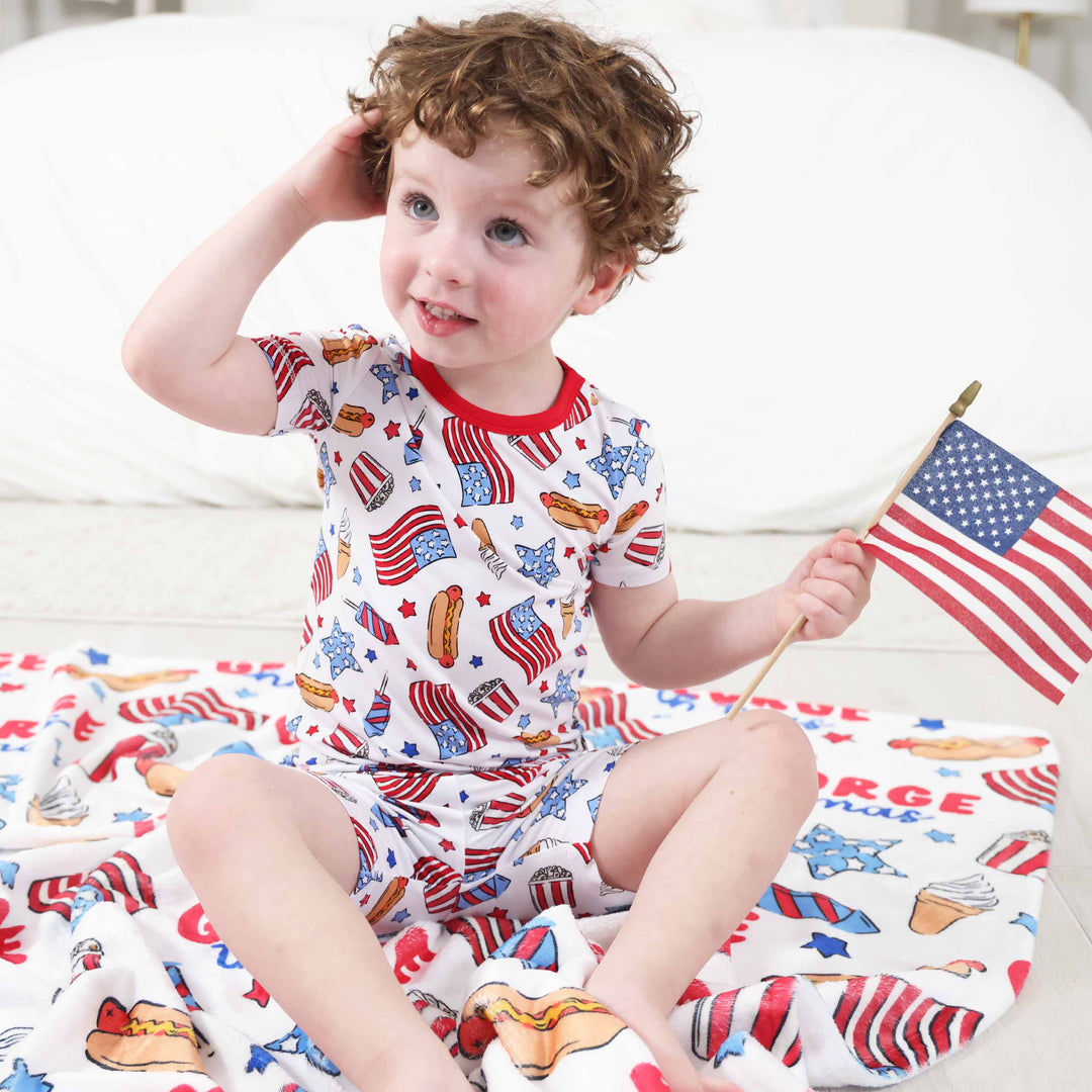 Two Piece Short Pajama Set | Party in the USA Fireworks