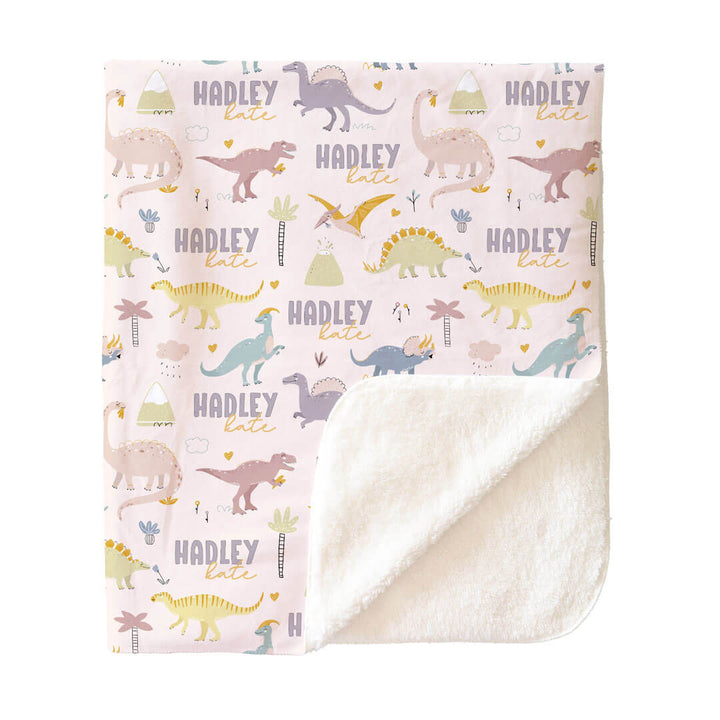 Pastel Dino Personalized Kids Blanket