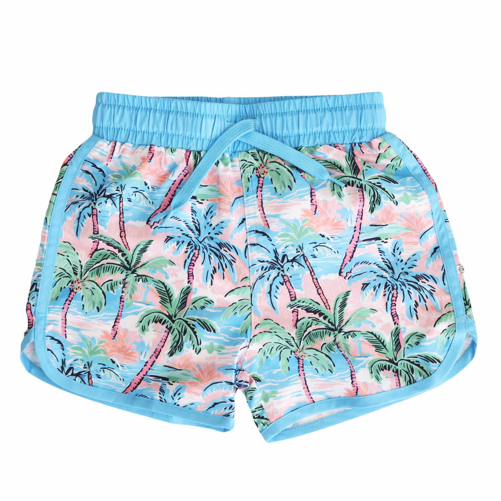 boy's swim trunks with palm trees