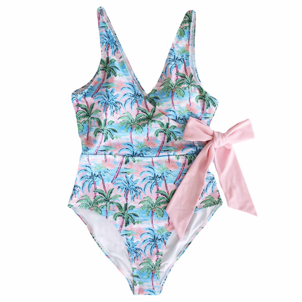 crossover swimsuit for women pastel palms 