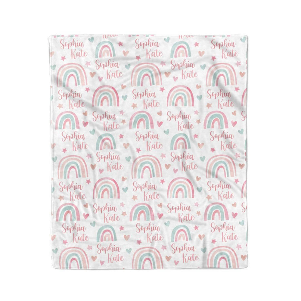 pastel multicolor rainbow personalized kids blanket 