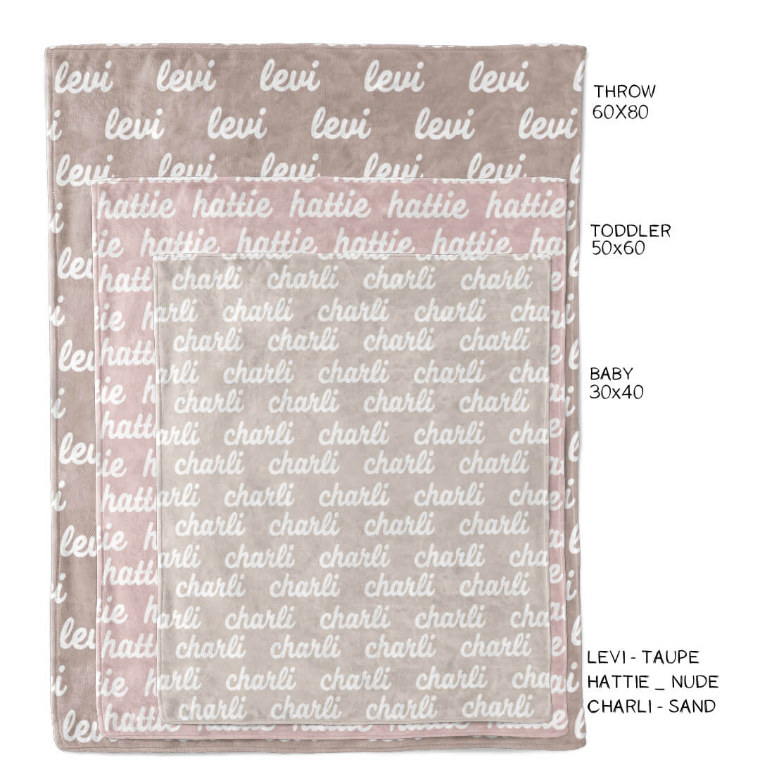 personalized color blanket size chart 