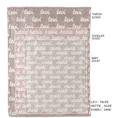 personalized color blanket size chart 