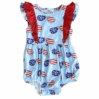 baby girl ruffle bubble fourth of july outfit