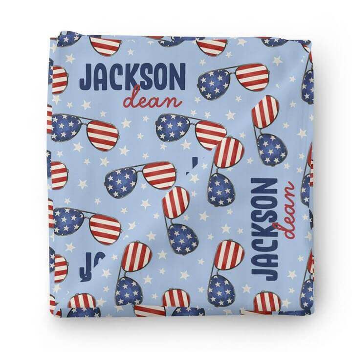 patriotic summer personalized swaddle blanket for newborns 