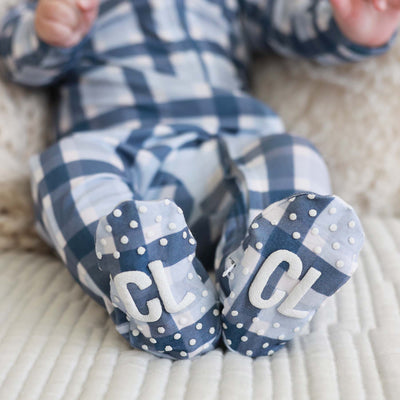 baby footie pajamas with grips blue 