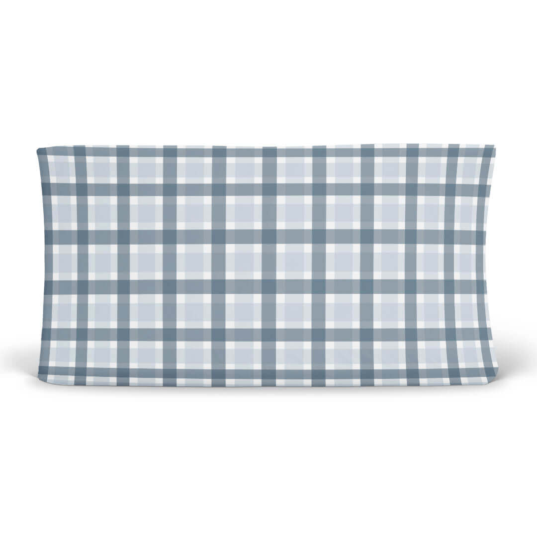 blue plaid changing pad cover 