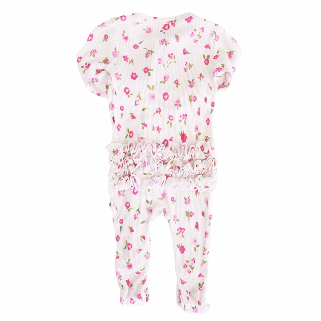 penny's posies ruffle bottom zipper footie for baby girls 