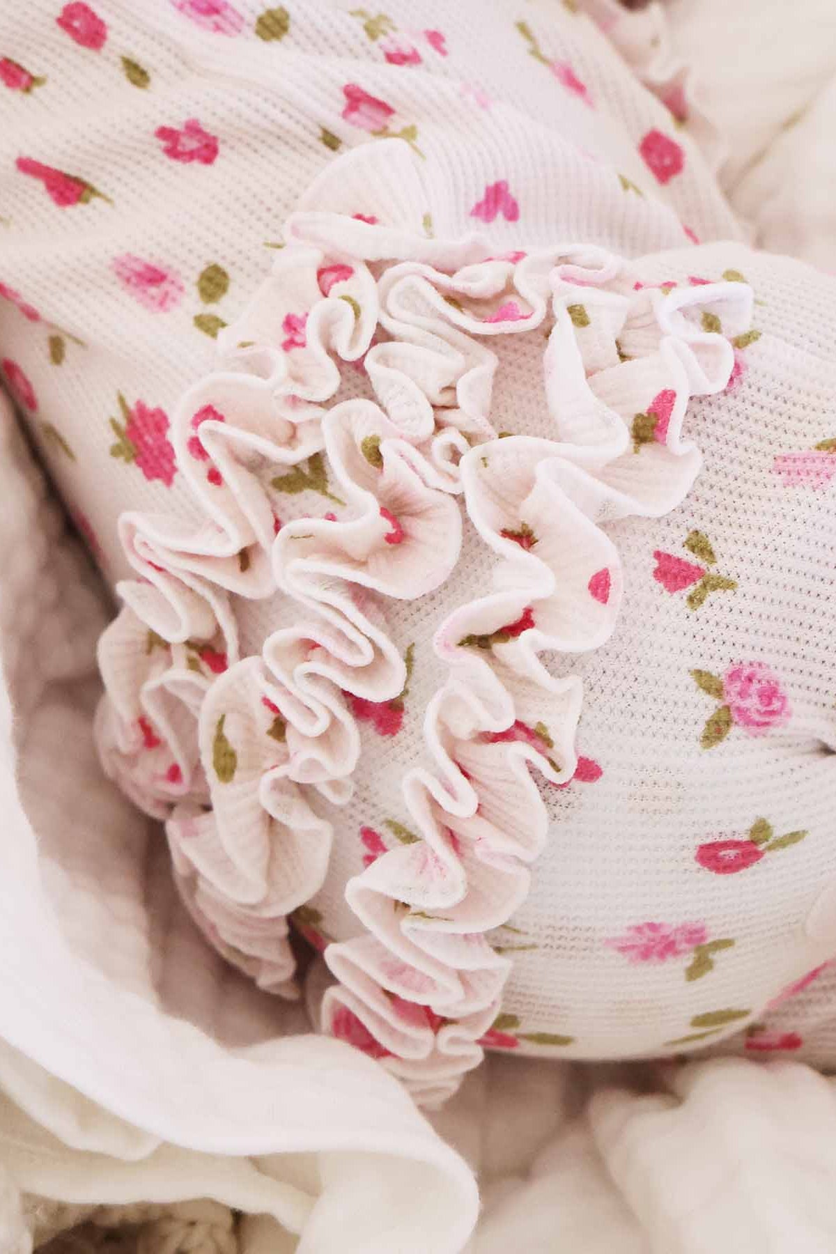 Penny's Posies Bamboo Waffle Zipper Ruffle One-Piece Footie