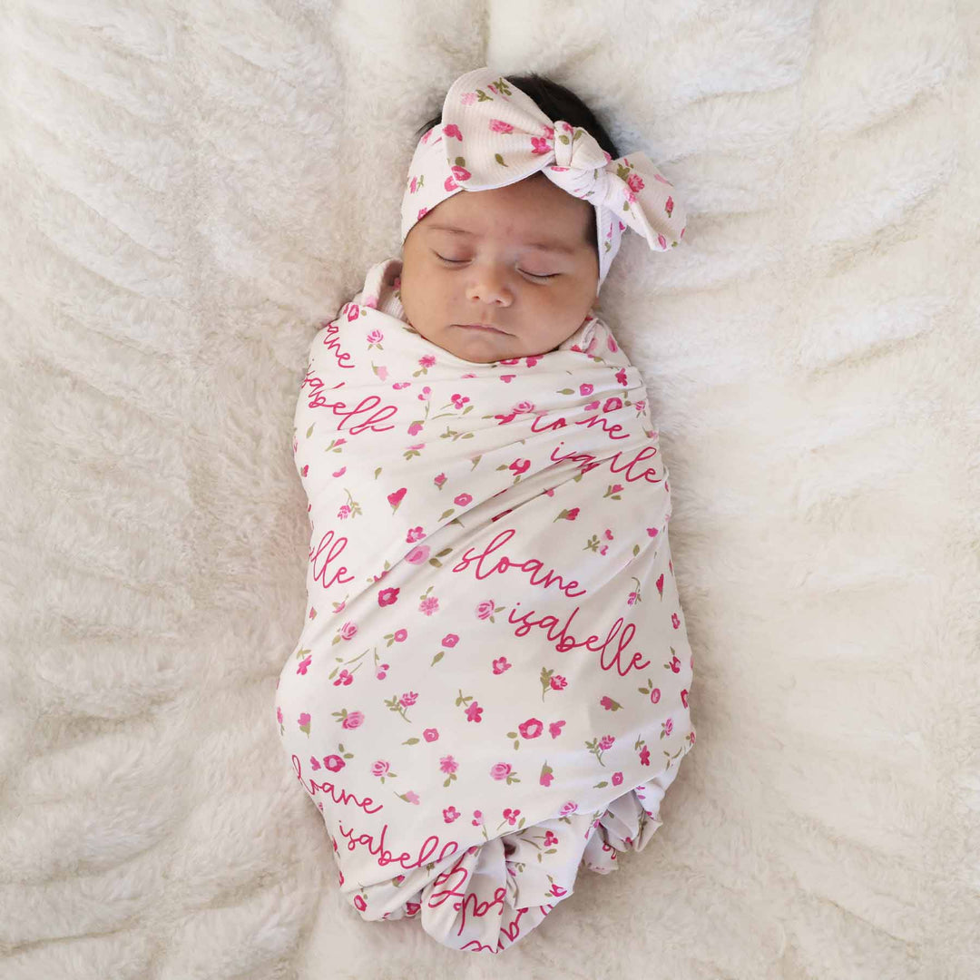 penny's posies baby bow headwrap white and pink 