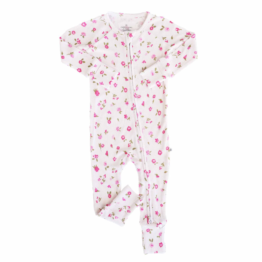 Penny's Posies Waffle Bamboo Convertible Zip Romper