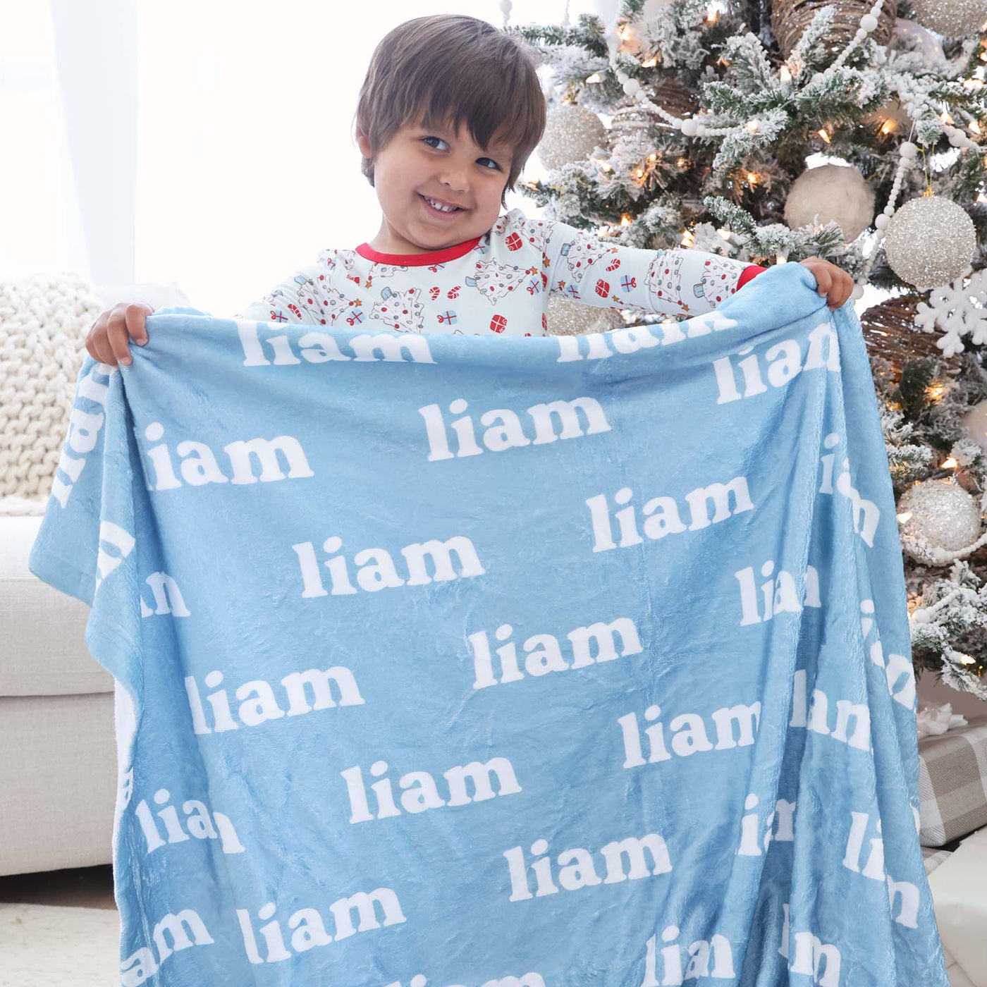 blue christmas personalized color blanket 
