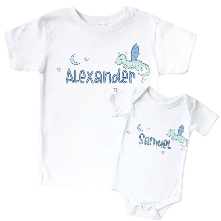 blue and green dragon personalized graphic bodysuit and tee