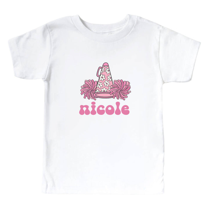 cheer themed personalized graphic tee for kids 