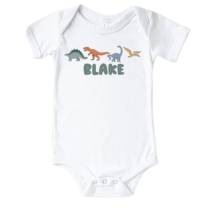 personalized dinosaur graphic bodysuit for babies 