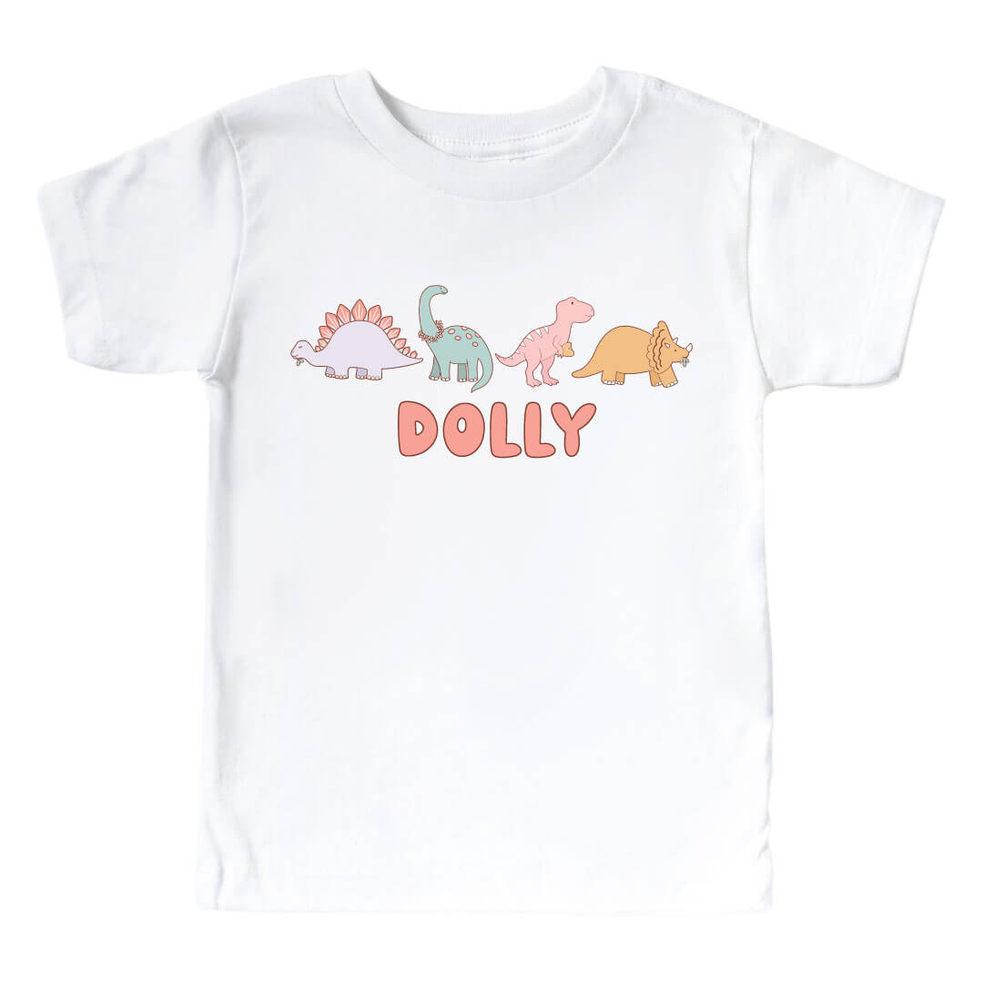 girl dinosaur personalized graphic tee 