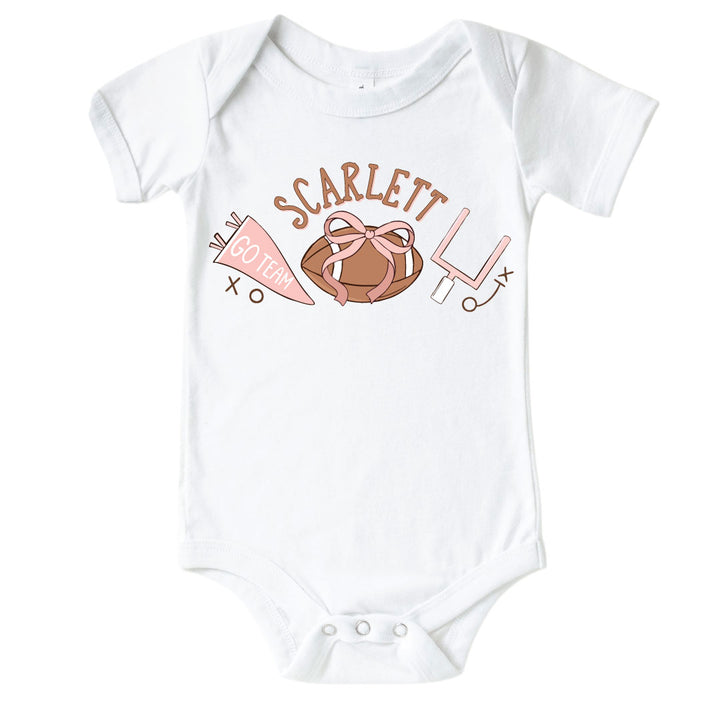 girl football personalized bodysuit for babies 