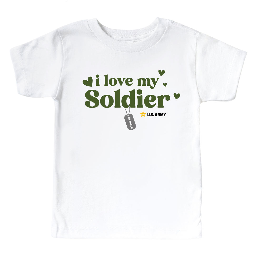 i love my soldier personalized graphic tee for kids army