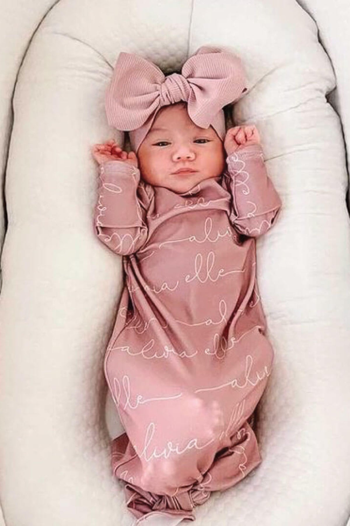 Personalized Newborn Baby Knot Gown | Solid Mauve