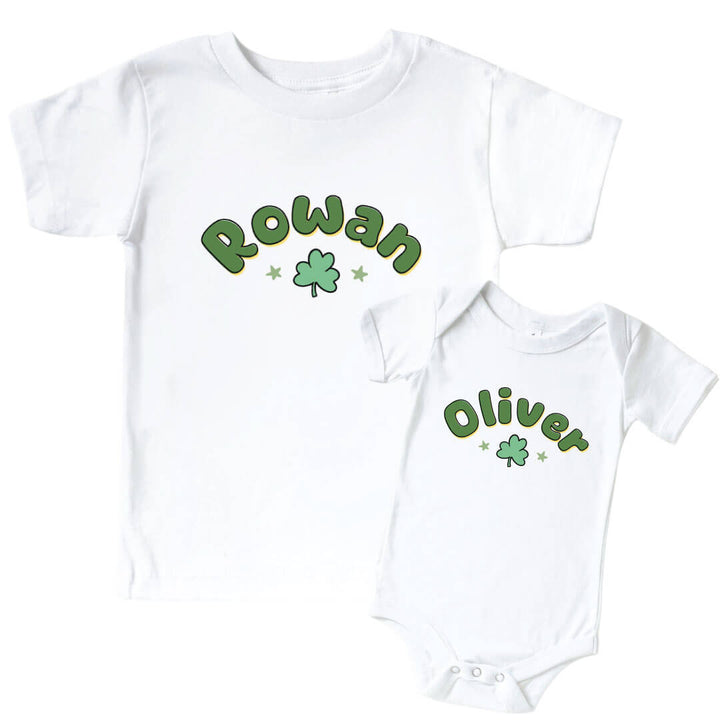 Personalized Shamrock Sweets Graphic Bodysuit & Kids Tee | White