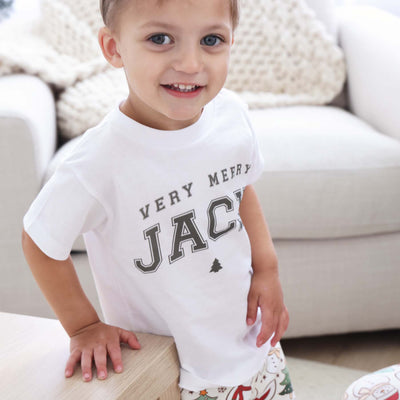 green very merry personalized kids graphic tee