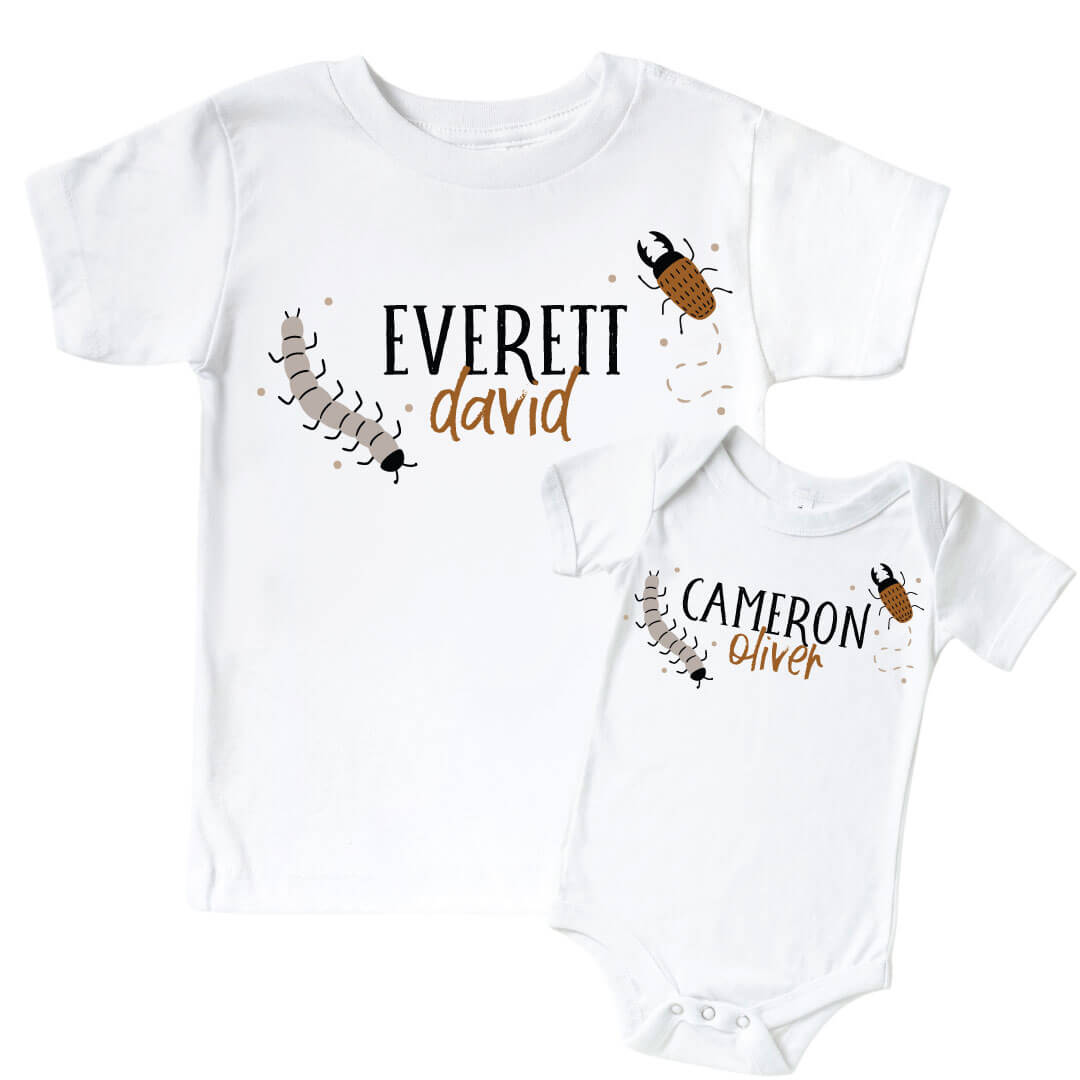 Personalized Snuggle Bugs Graphic Bodysuit & Kids Tee | White