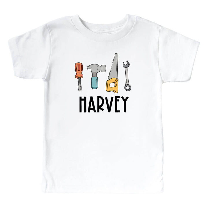 personalized graphic tee for boys with tools