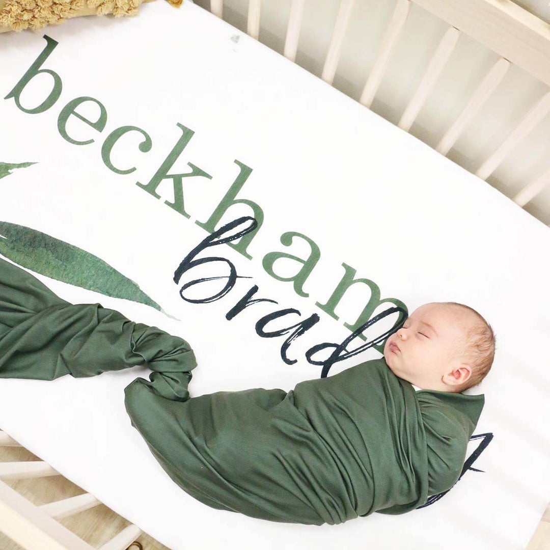 green bamboo knit swaddle blanket for newborns 