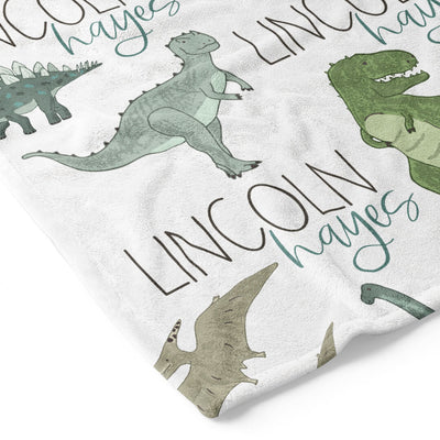 soft blanket for kids personalized with dinosaurs 
