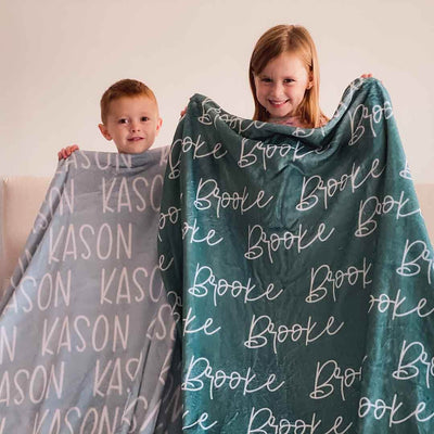 block and script personalized toddler blanket