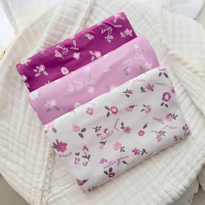 personalized floral swaddles for babies