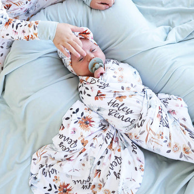 personalized swaddle fall floral