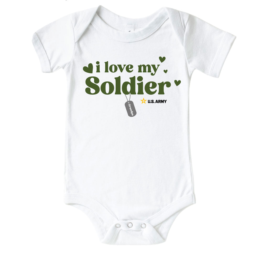 i love my soldier personalized graphic bodysuit army