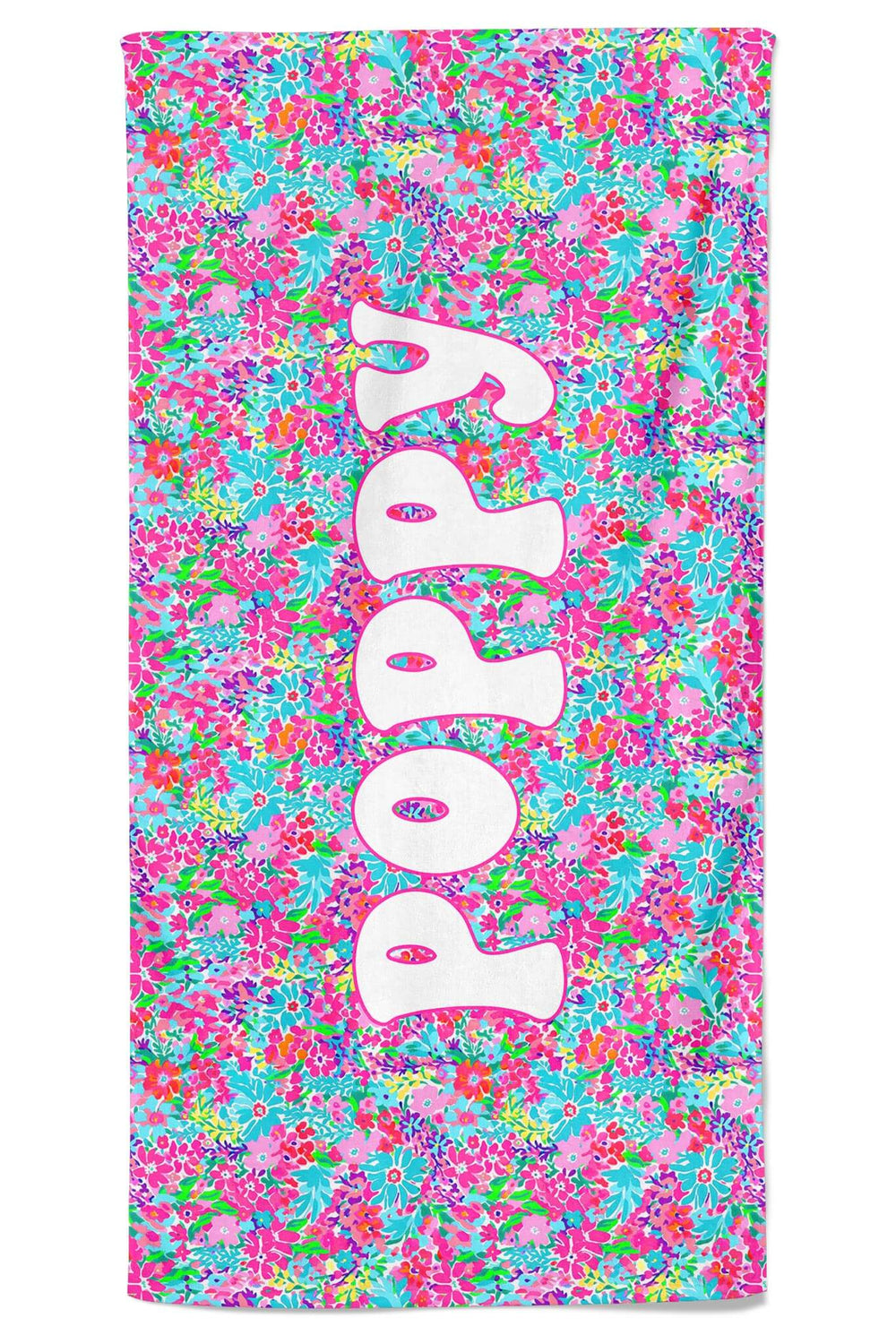 vibrant floral personalized beach towel