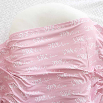 petal pink personalized swaddle 